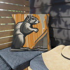Art Deco Squirrel, Black accent color, Throw Pillow, Indoor/Outdoor Decor for Home or Office