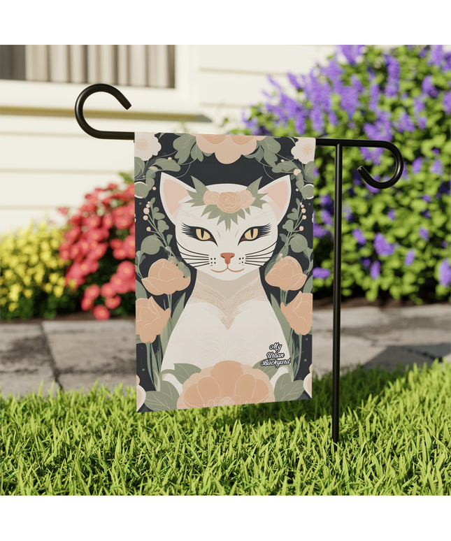 Genevieve Meowcroft, Cat Garden Flag for Yard, Patio, Porch, or Work, 12"x18" - Flag only