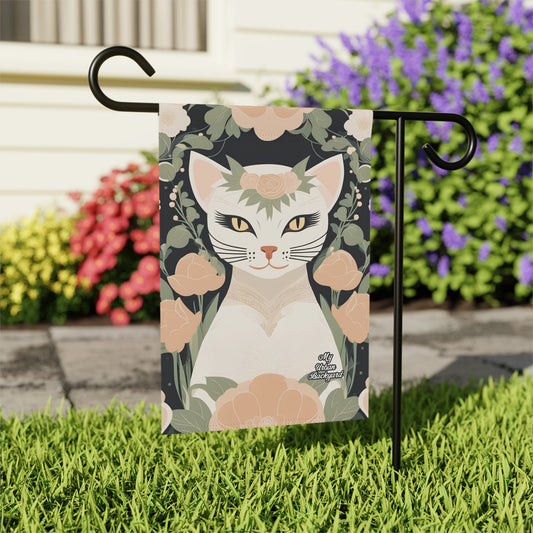 Genevieve Meowcroft, Cat Garden Flag for Yard, Patio, Porch, or Work, 12"x18" - Flag only