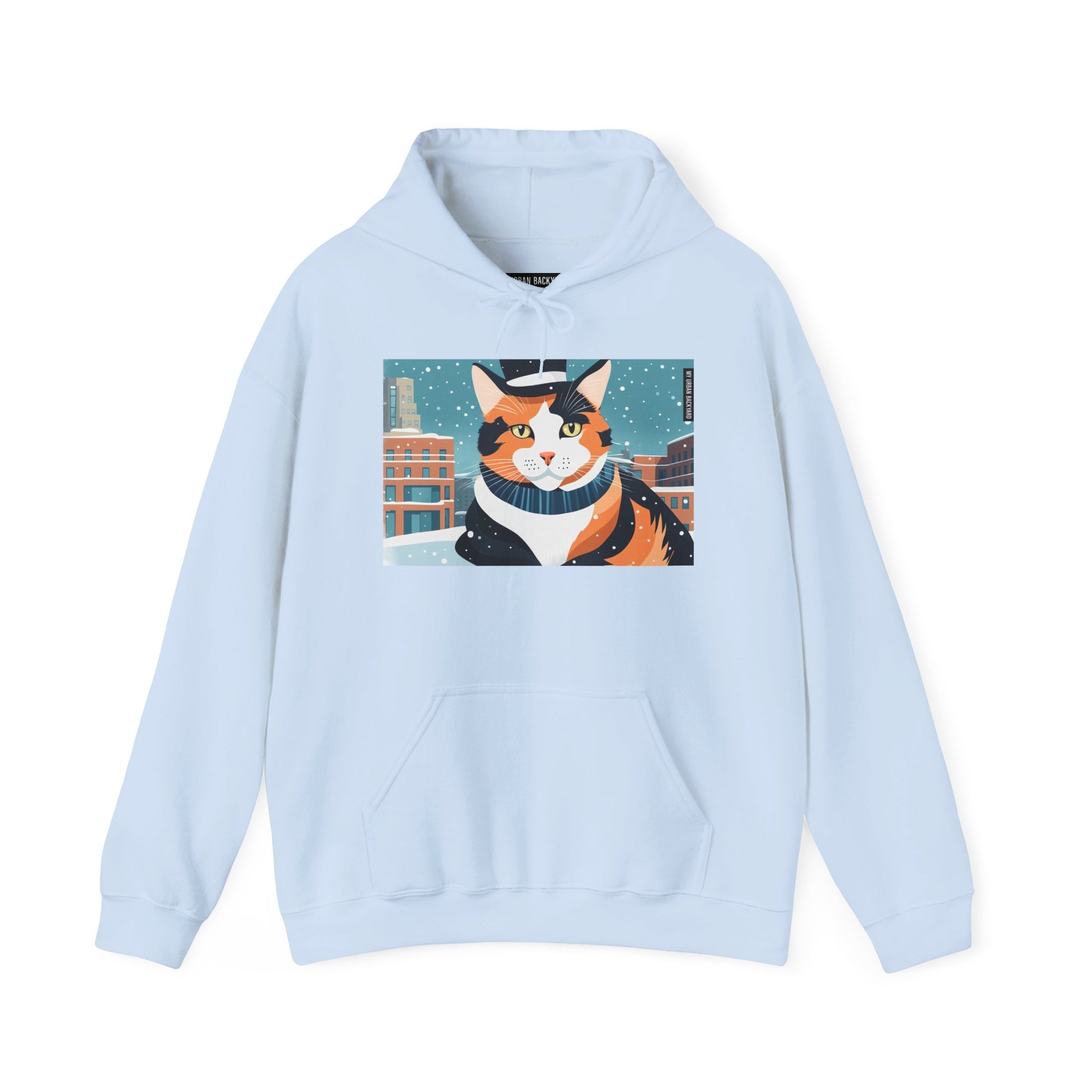 Calico Cat in Snow Hoodie — Cozy Winter Cat Lover Sweatshirt