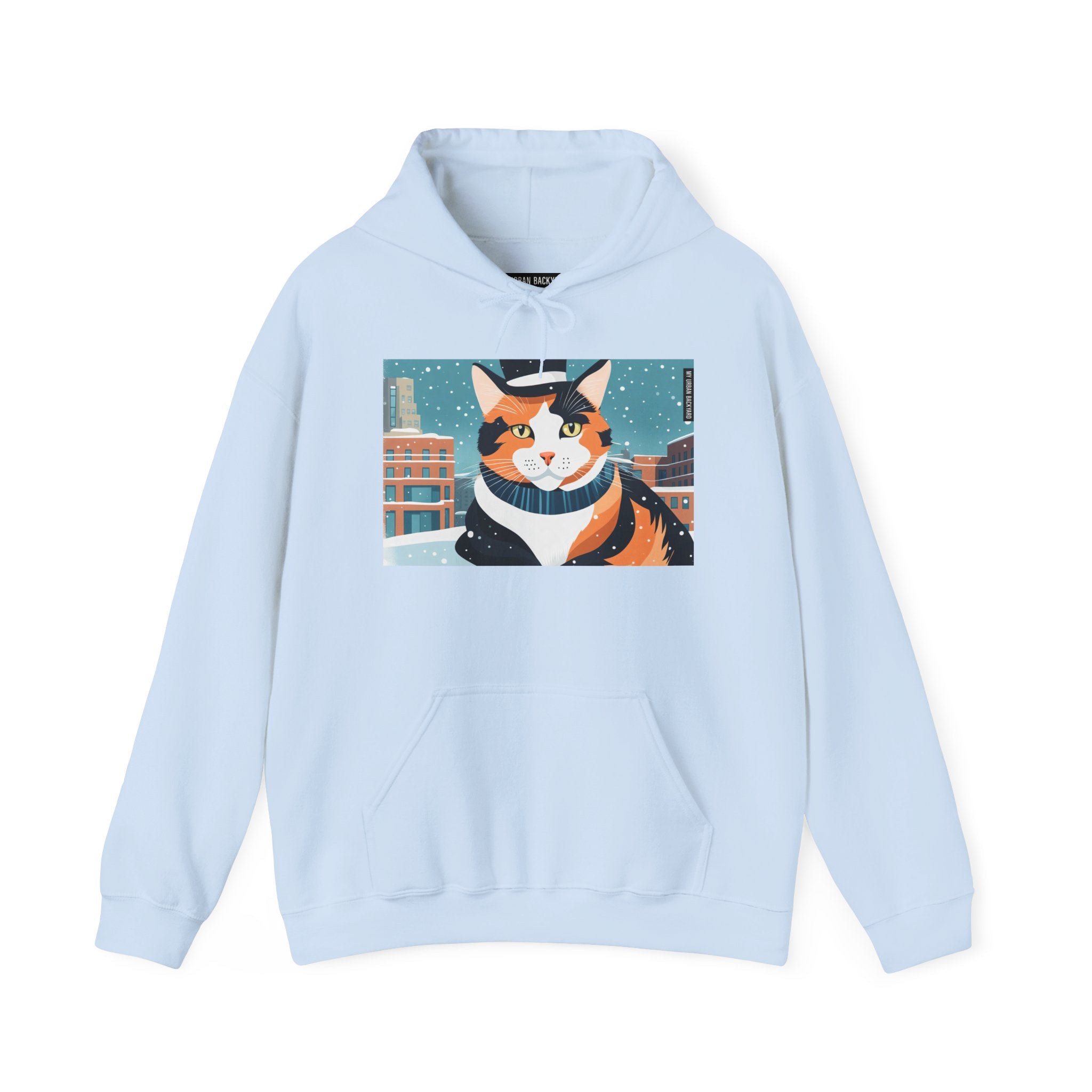 Calico Cat in Snow Hoodie — Cozy Winter Cat Lover Sweatshirt