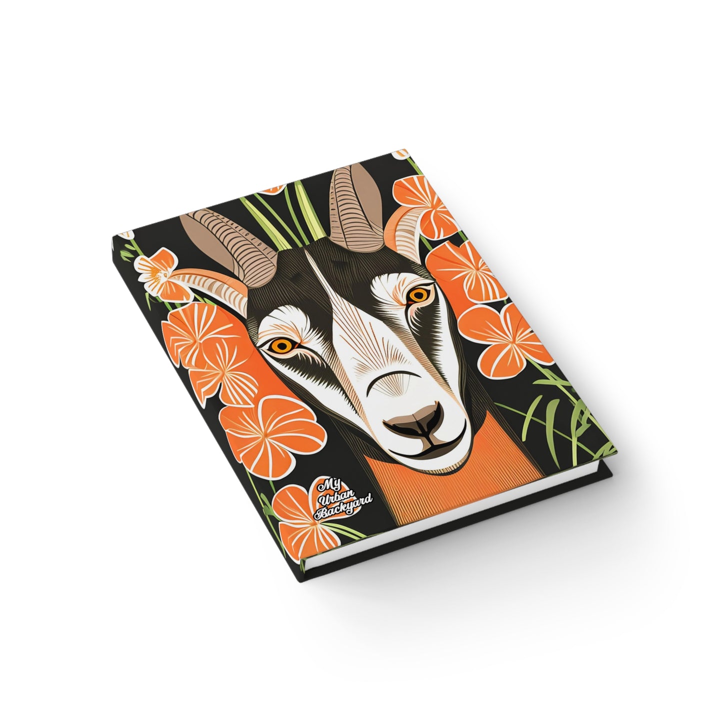 Goat with Orange Flowers, Hardcover Notebook Journal - Write in Style