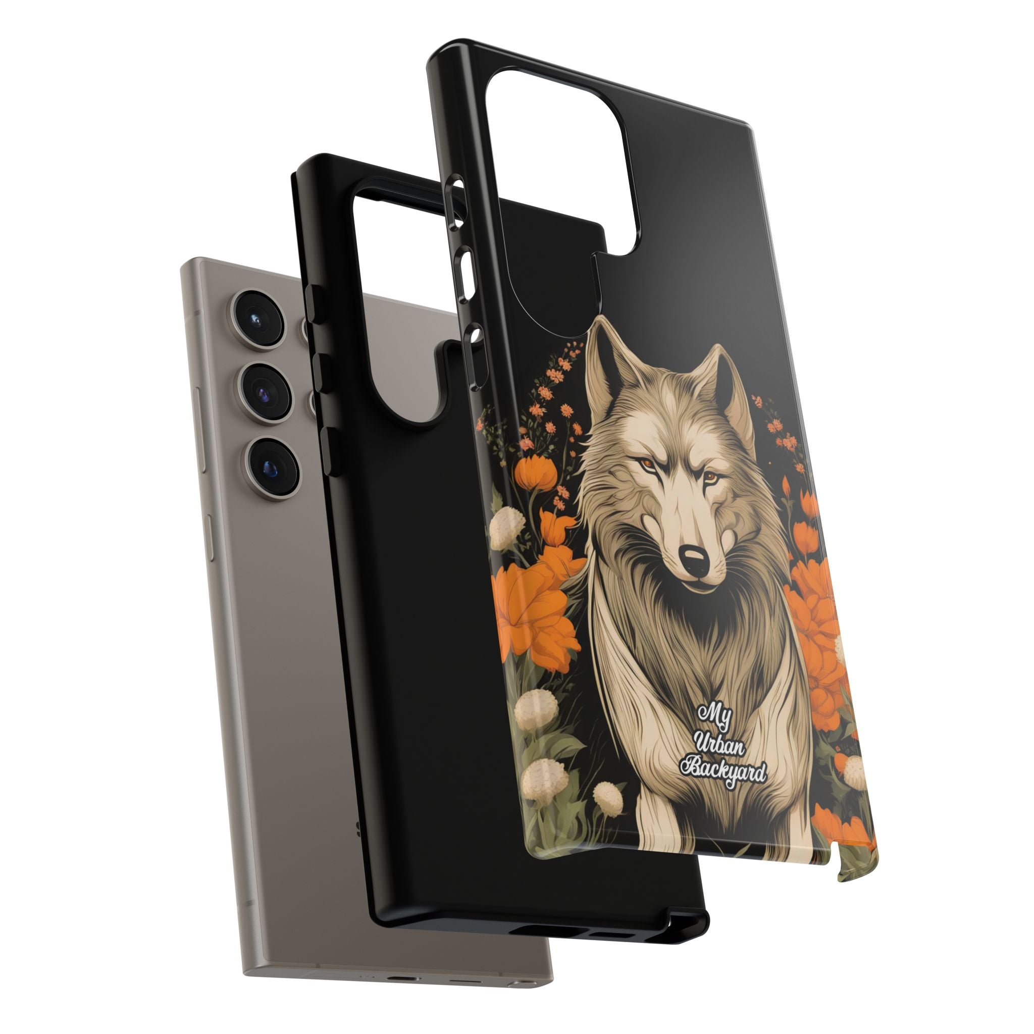 Wolf with Flowers, Animal Cell Phone Case - Apple, Samsung, Google Pixel