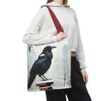 Winter Crow Tote Bag with Cotton Handles For Everyday Use, 3 Sizes