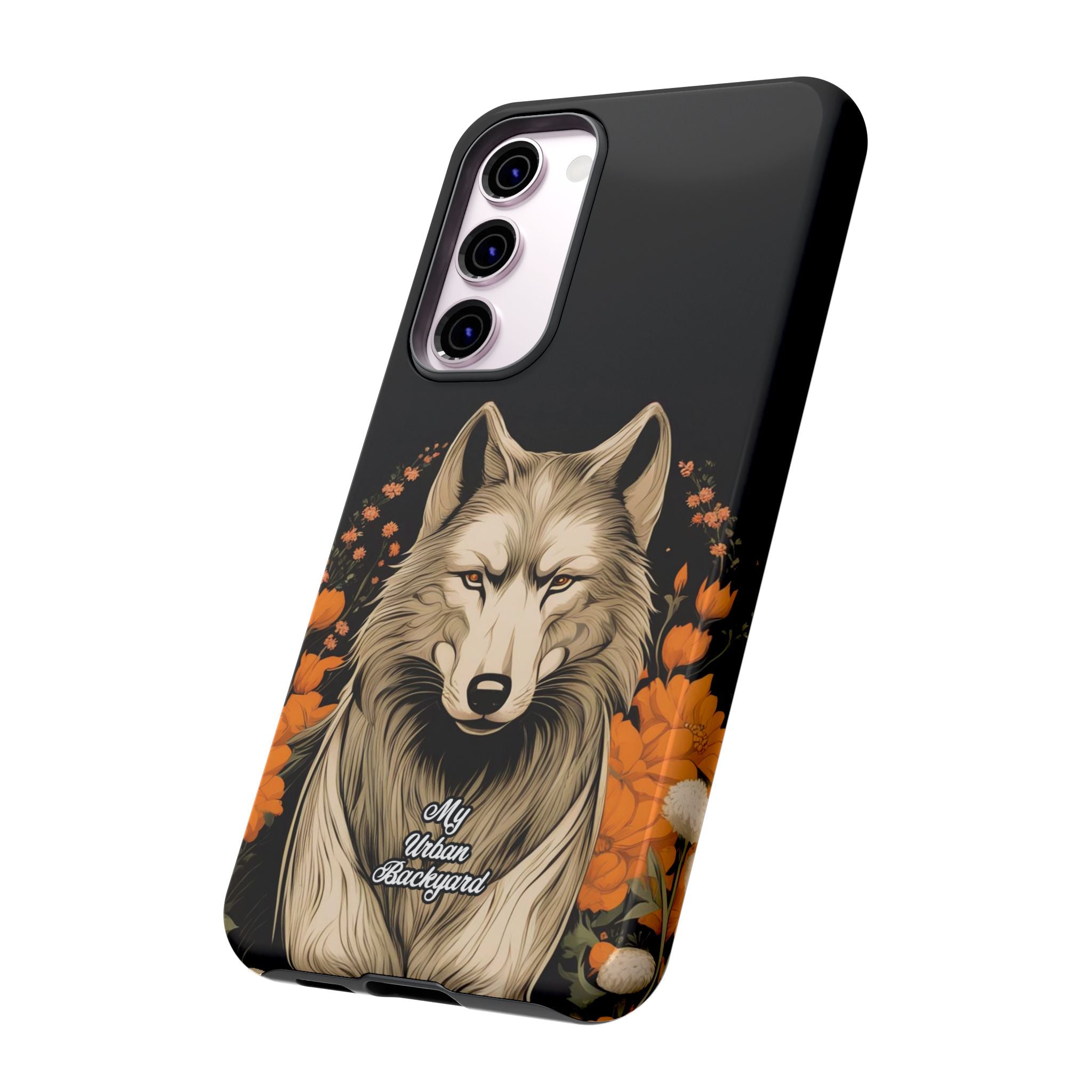 Wolf with Flowers, Animal Cell Phone Case - Apple, Samsung, Google Pixel