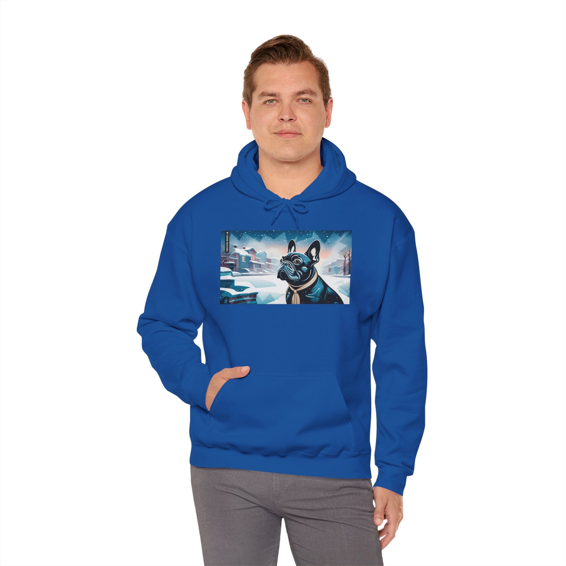 French Bulldog Hoodie w Front Pocket - Cozy, Unisex, Heavy Blend Sweatshirt