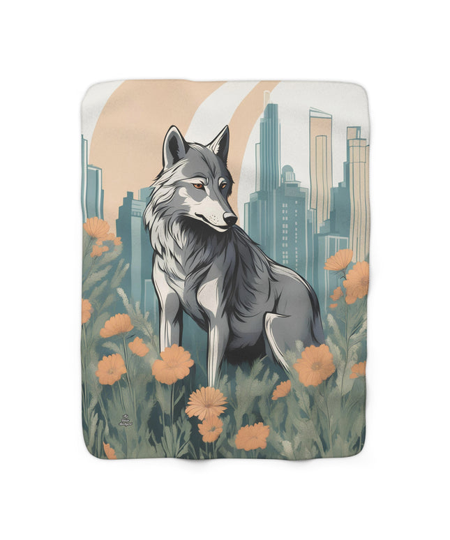 Urban Wolf, Sherpa Fleece Blanket for Cozy Warmth, 50"x60"
