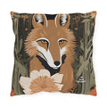 Art Deco Coyote w Flower, Sable accent color, Throw Pillow