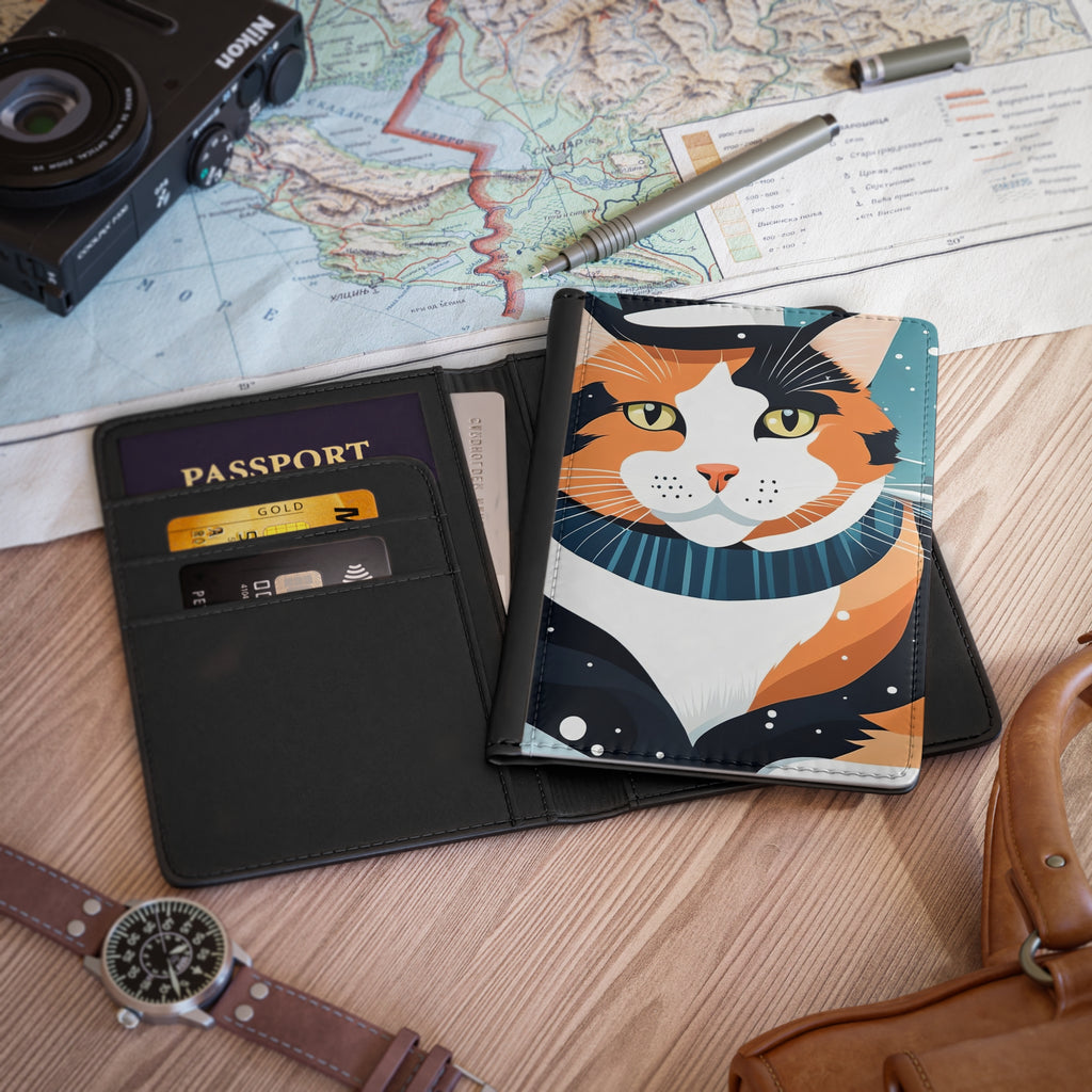 Winter Calico Cat Passport Cover