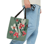 White and Red Wildflowers Tote Bag with Cotton Handles For Everyday Use, 3 Sizes