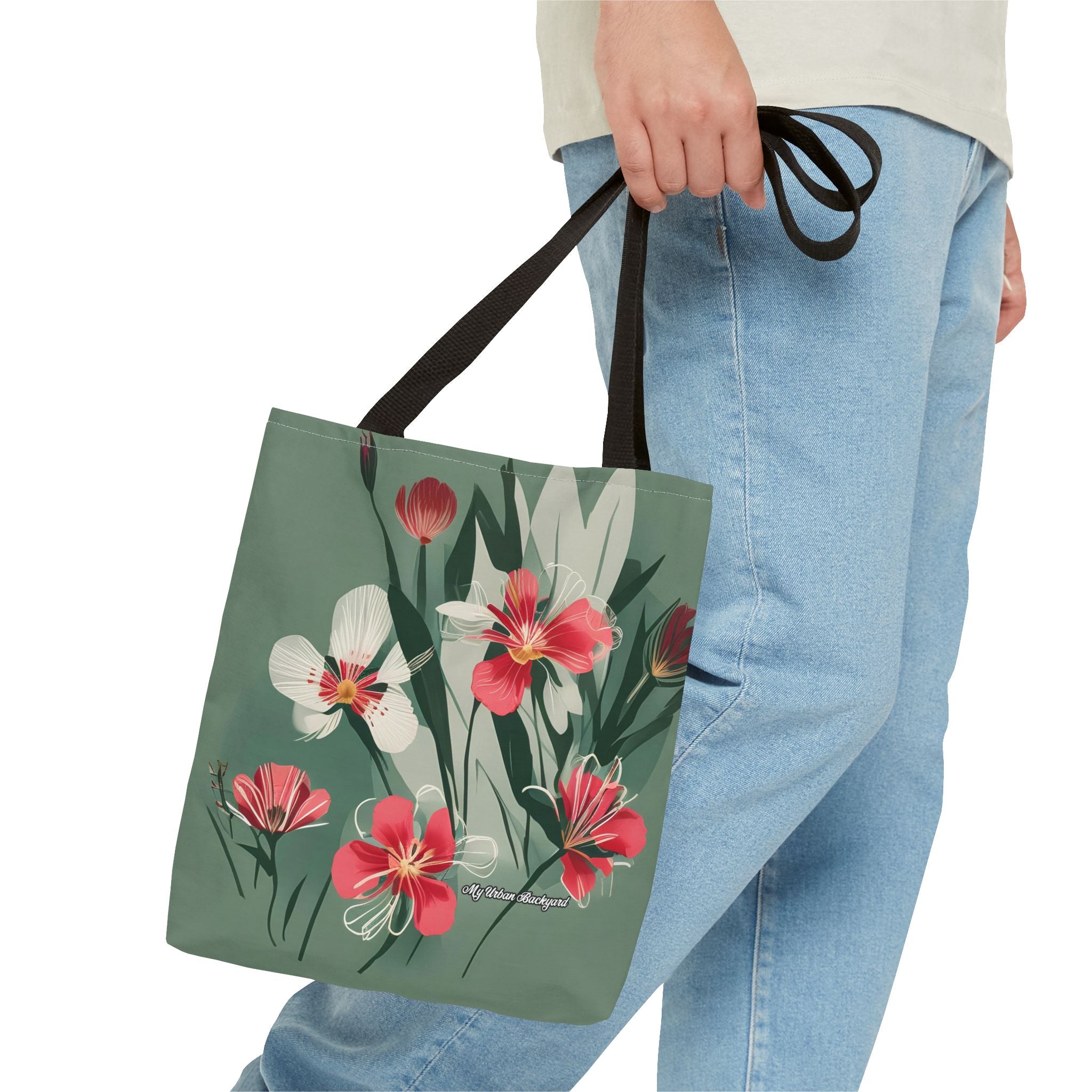 White and Red Wildflowers Tote Bag with Cotton Handles For Everyday Use, 3 Sizes