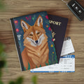 Coyote with Red Flowers Passport Cover