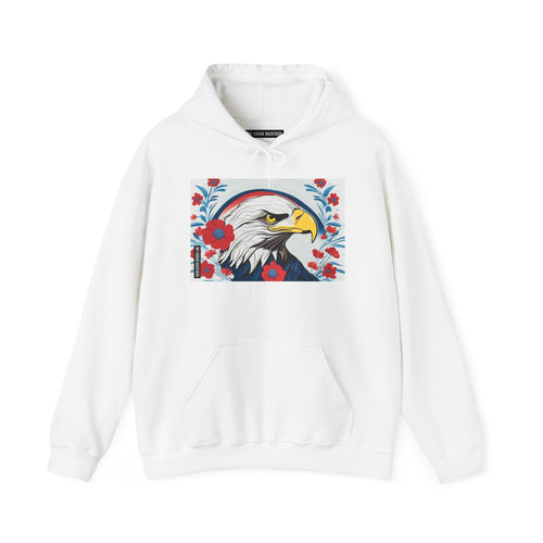 Bald Eagle w Flowers, Unisex Hoodie w Front Pocket