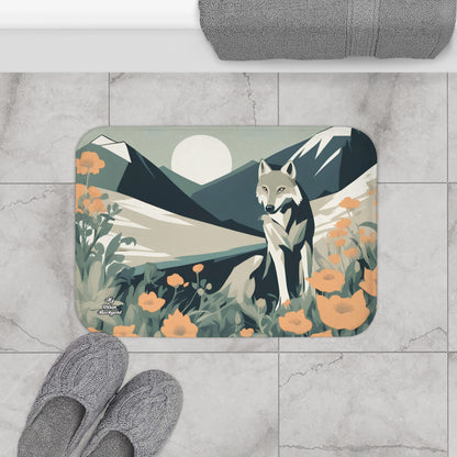 Mountain Wolf, Memory Foam Bath Mat - Cozy Bathroom Essential