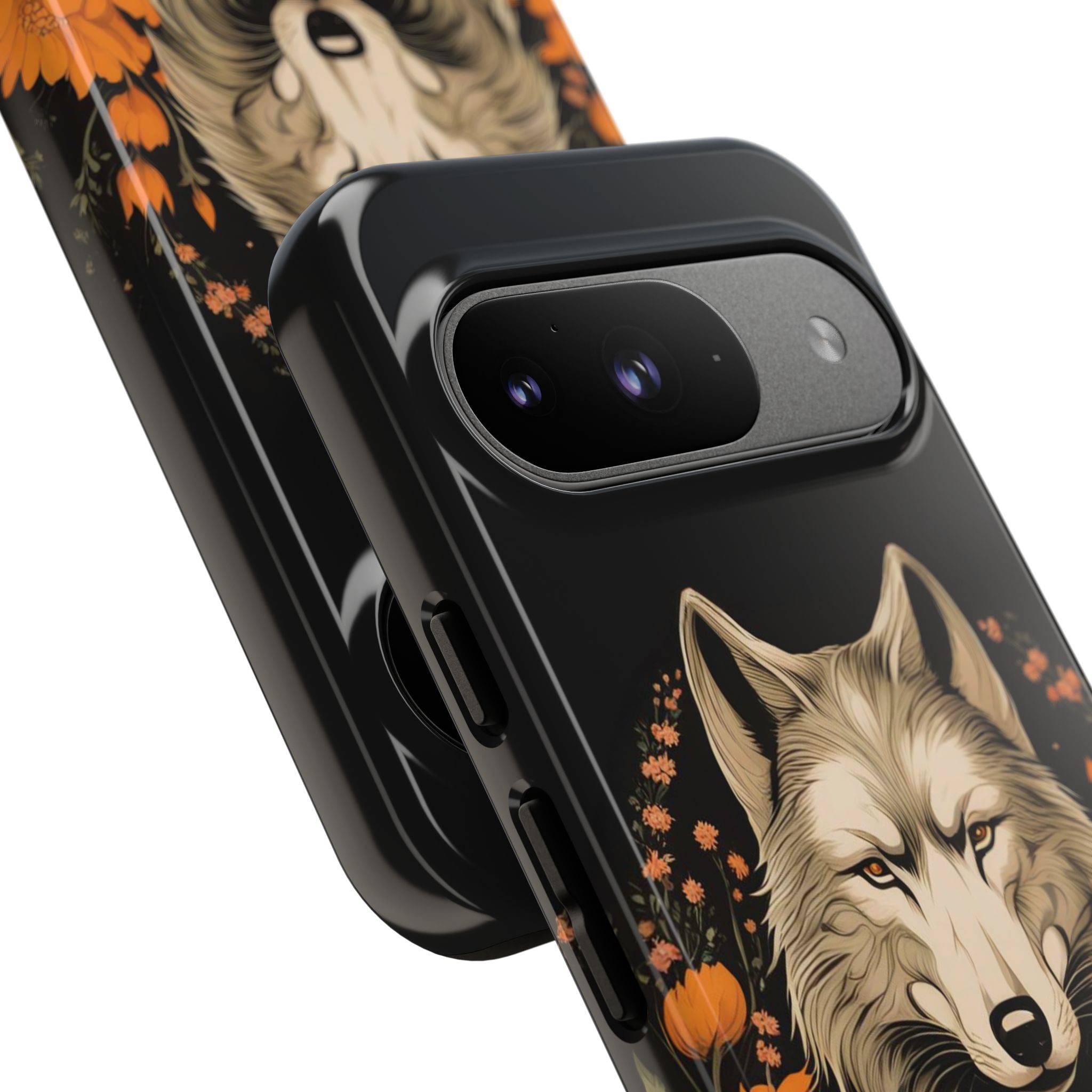 Wolf with Flowers, Animal Cell Phone Case - Apple, Samsung, Google Pixel