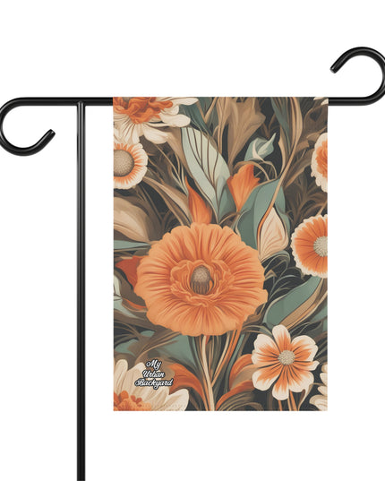 Orange Flowers, Garden Flag for Yard, Patio, Porch, or Work, 12"x18" - Flag only