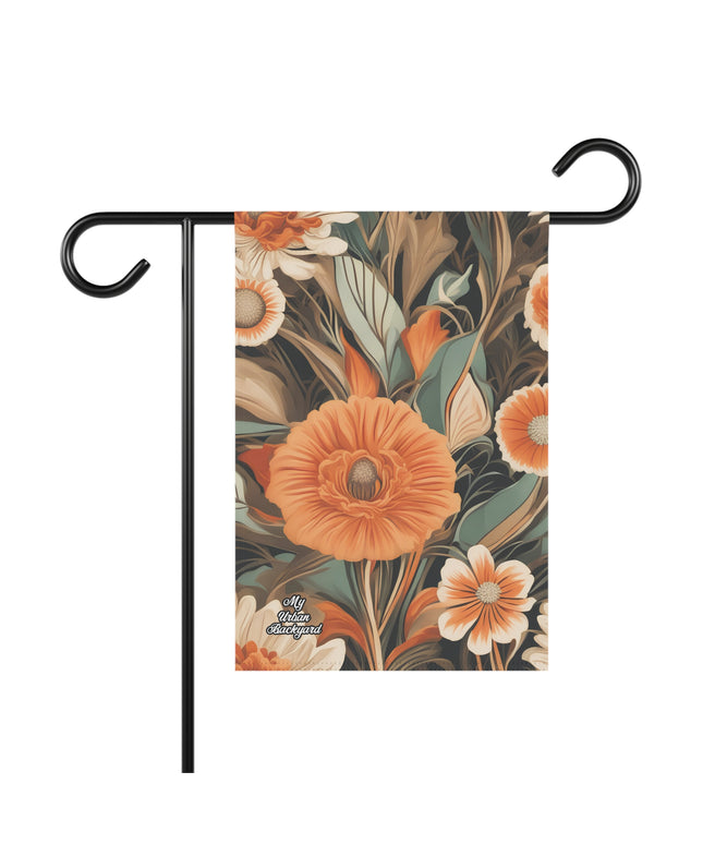 Orange Flowers, Garden Flag for Yard, Patio, Porch, or Work, 12"x18" - Flag only