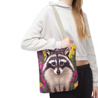 Raccoon and Flowers Tote Bag with Cotton Handles For Everyday Use, 3 Sizes