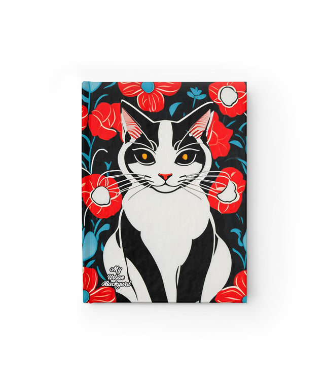 Cat with Red Flowers, Hardcover Notebook Journal - Write in Style