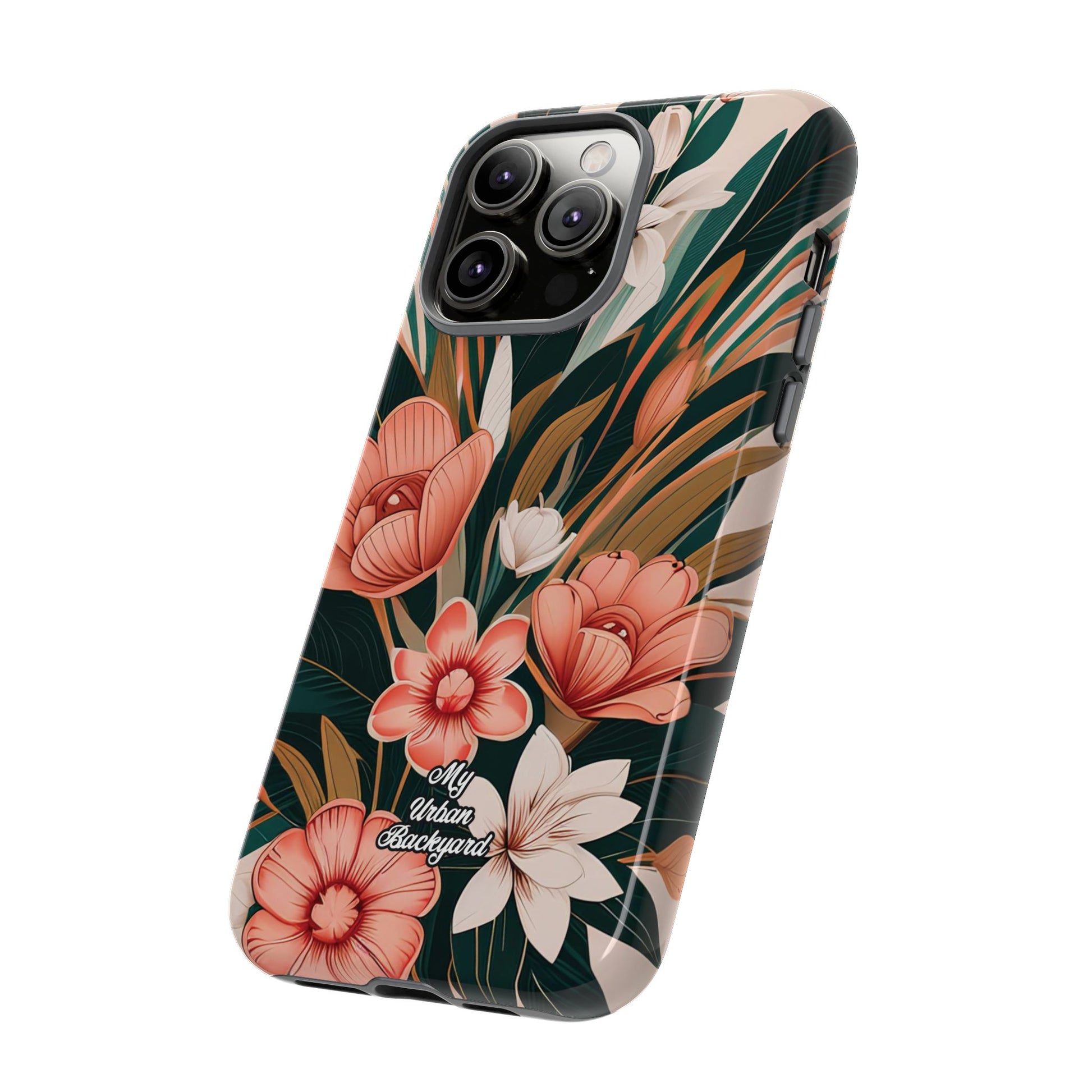 Peach Art Deco Flowers, Cell Phone Case - Apple, Samsung, Google Pixel