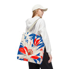 Red White & Blue Flowers Tote Bag with Cotton Handles For Everyday Use, 3 Sizes