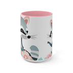 Two Raccoons with Pastel Flowers, Ceramic Coffee Mug