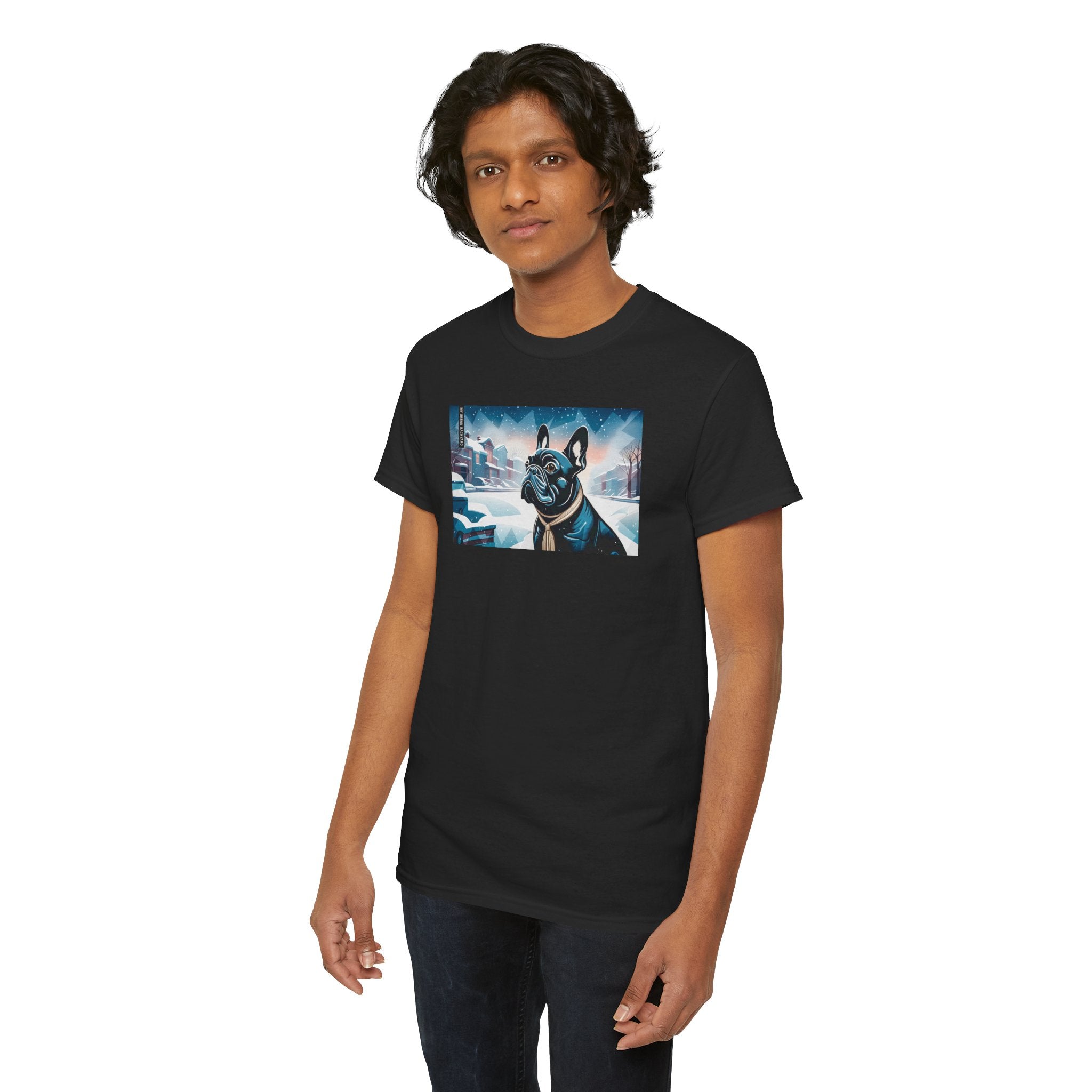 French Bulldog, Winter Graphic Tee, Unisex T-Shirt, Nature Lover Gift, Animal Art Top, Casual Wear