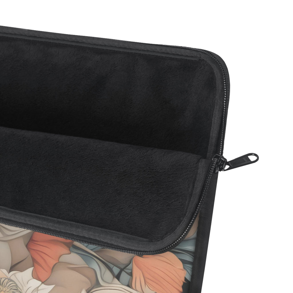 Muted Wildflower Bouquet Design, Soft Laptop Sleeve - Artisanal Computer Case, Stylish Tech Accessory