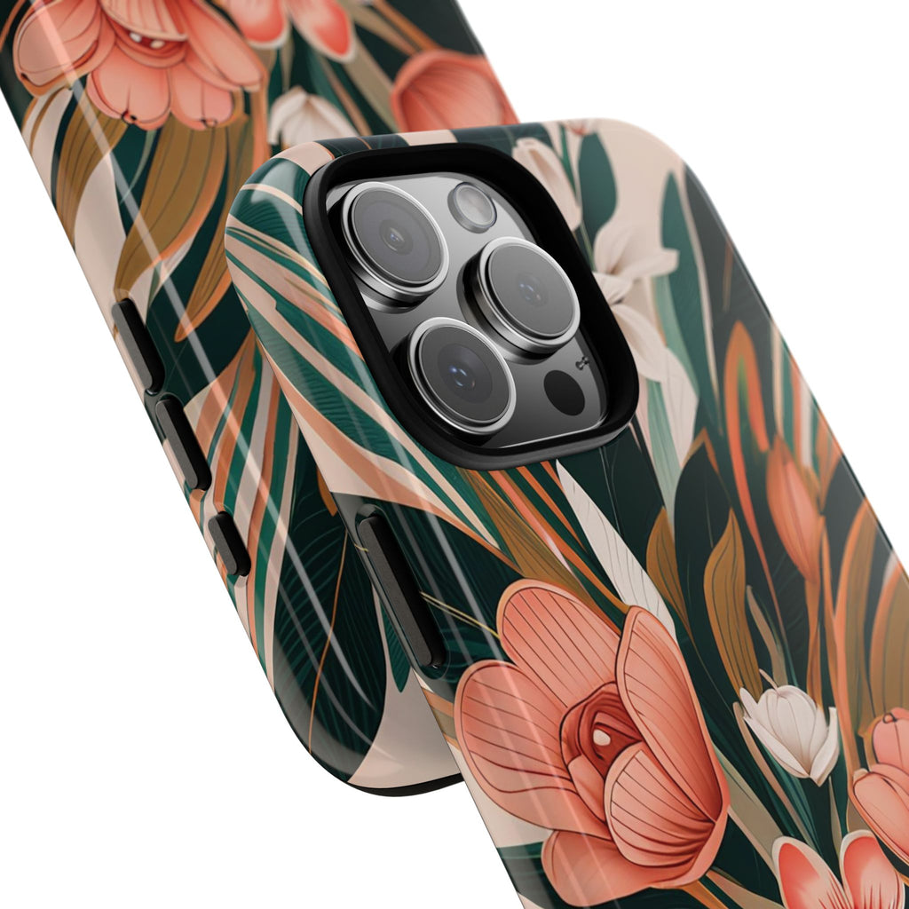 Peach Art Deco Flowers, Cell Phone Case - Apple, Samsung, Google Pixel