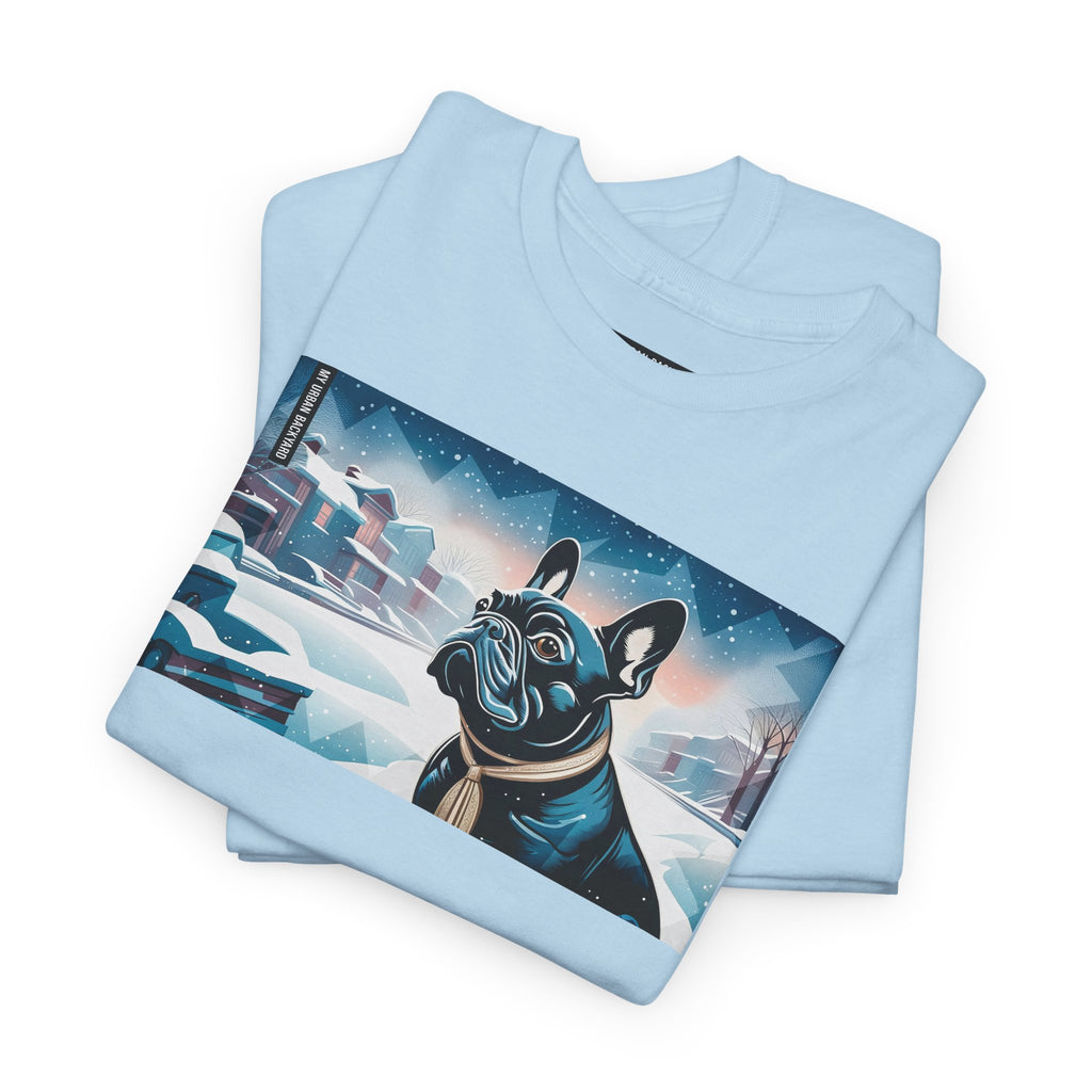 French Bulldog, Winter Graphic Tee, Unisex T-Shirt, Nature Lover Gift, Animal Art Top, Casual Wear