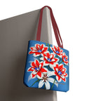 Bouquet of Red White and Blue Flowers Tote Bag with Cotton Handles For Everyday Use, 3 Sizes