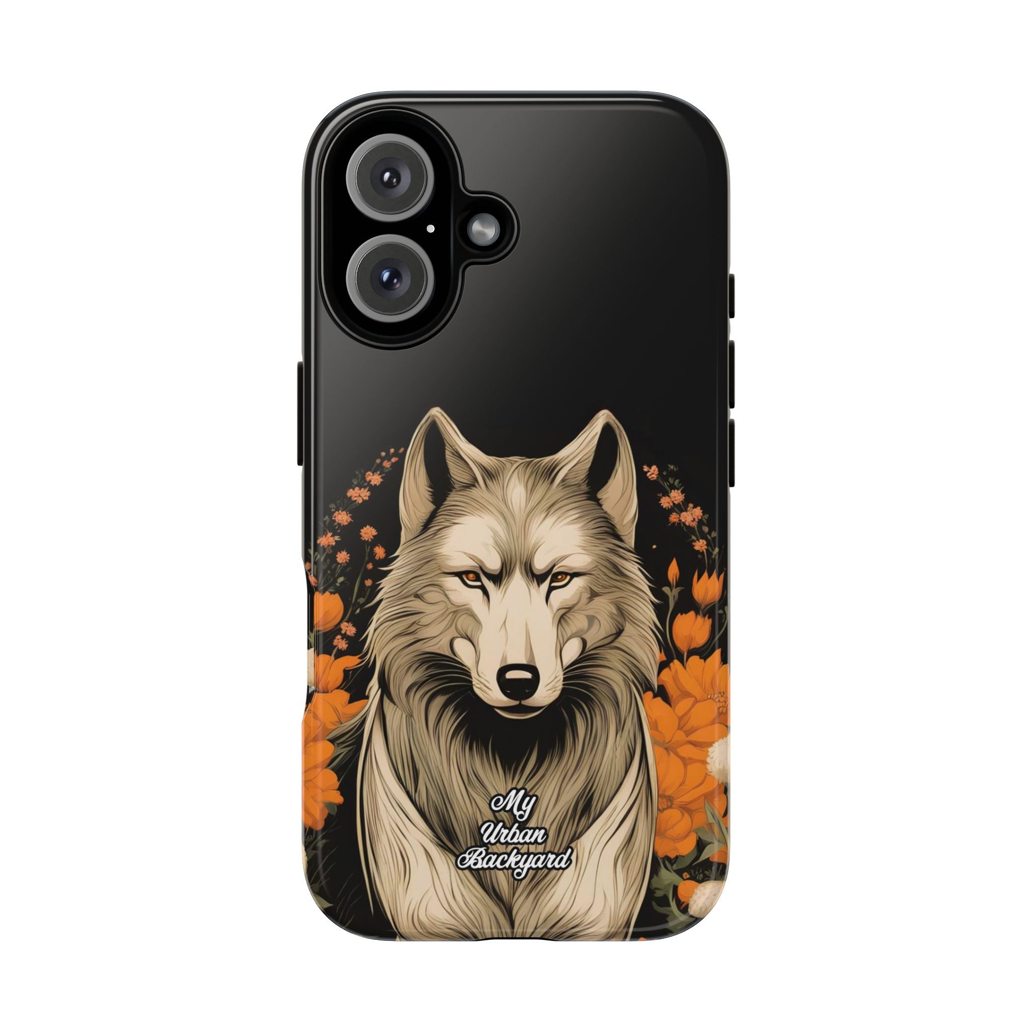 Wolf with Flowers, Animal Cell Phone Case - Apple, Samsung, Google Pixel