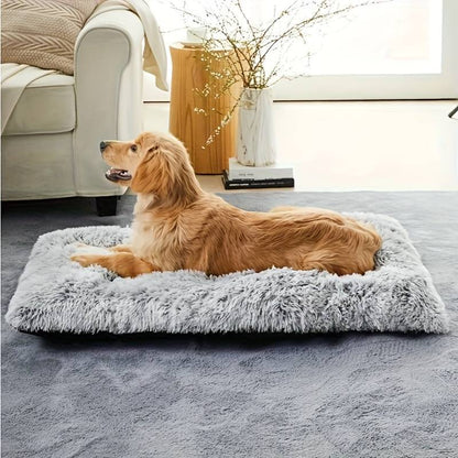 Long Plush Cozy Warm Pet Dog Bed, Washable Anti-Slip Kennel Mats