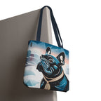 French Bulldog Winter Tote Bag — Snowy Pup All-Over Print Tote