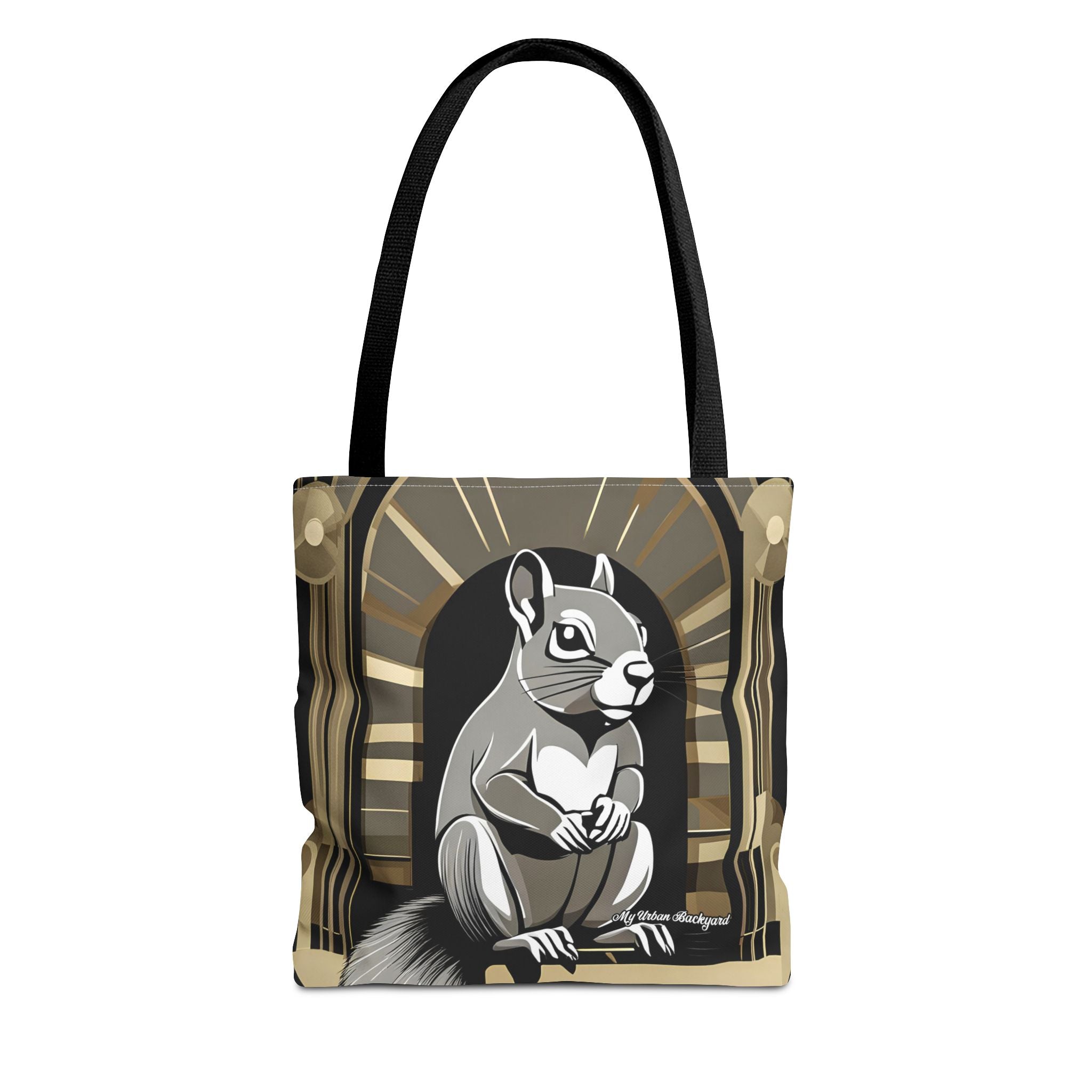 Art Deco Squirrel, Tote Bag with Cotton Handles For Everyday Use, 3 Sizes