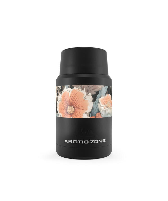 Muted Wildflower Bouquet, Reusable Insulated Food Storage Container with Spoon – 16.9oz