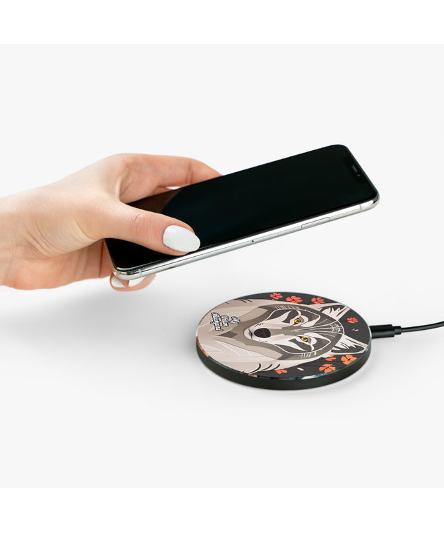 Art Deco Wolf, 10W Wireless Charger for iPhone, Android, Earbuds