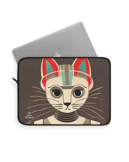 Art Deco Cat, Laptop Carrying Case, Top Loading Sleeve for School or Work