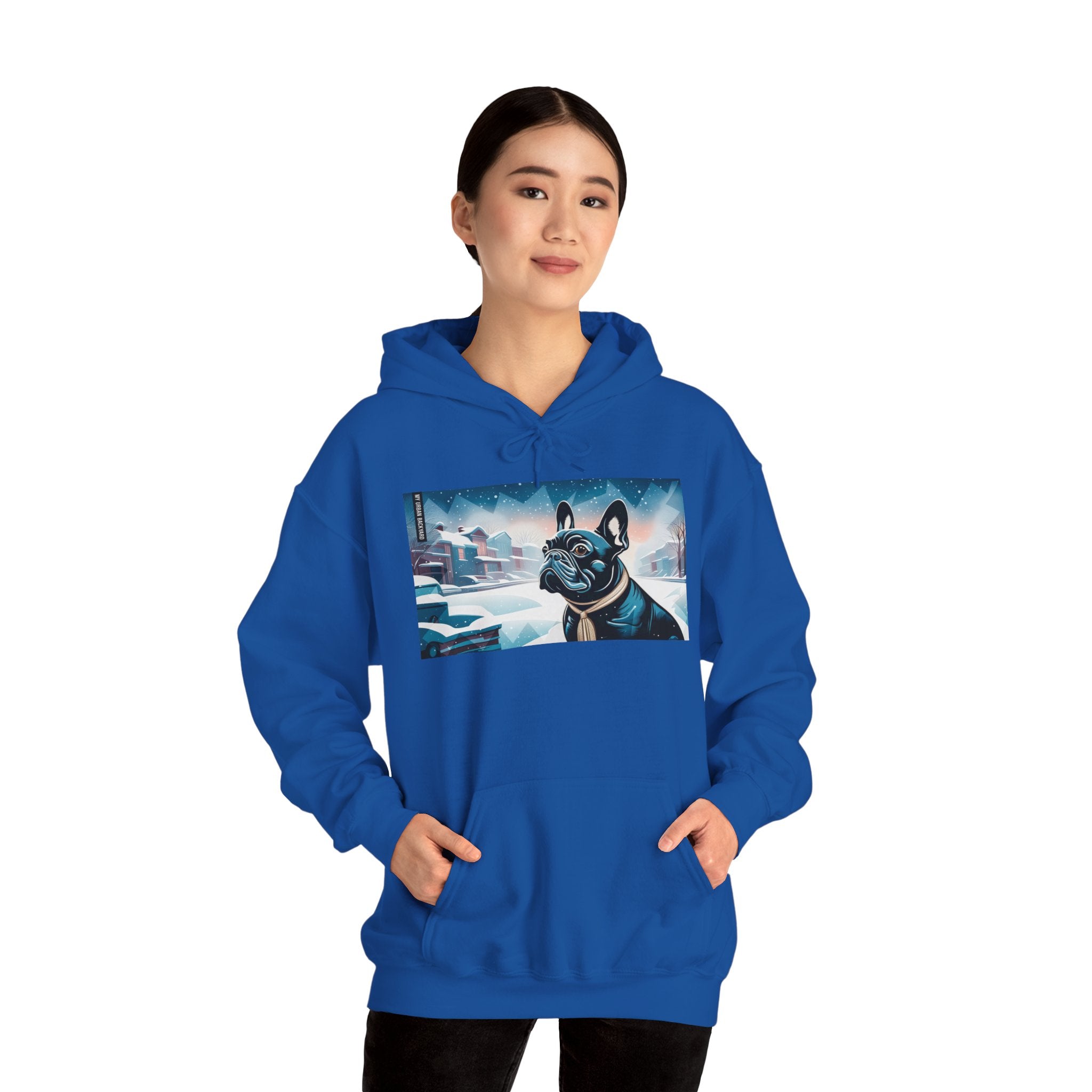 French Bulldog Hoodie w Front Pocket - Cozy, Unisex, Heavy Blend Sweatshirt