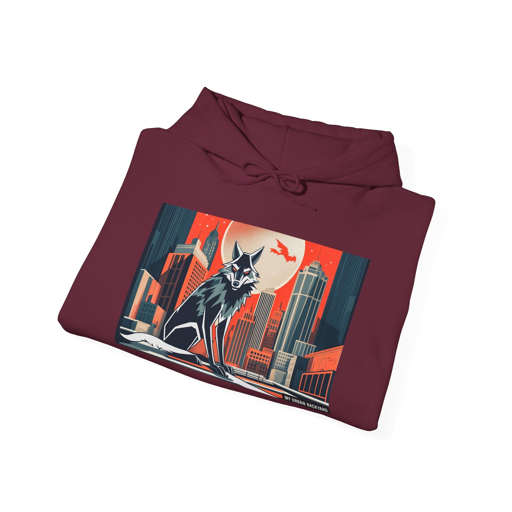 Urban Wolf Hoodie, Cozy Unisex Sweatshirt, Outdoor Adventure, Animal Lover Gift, Fall Style, Adventure Ready