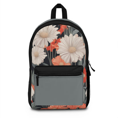 Art Deco Flowers, Backpack with Computer Pocket and Padded Back