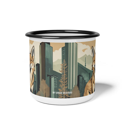 Woodland Neighbor Coyote Enamel Mug — 12 oz