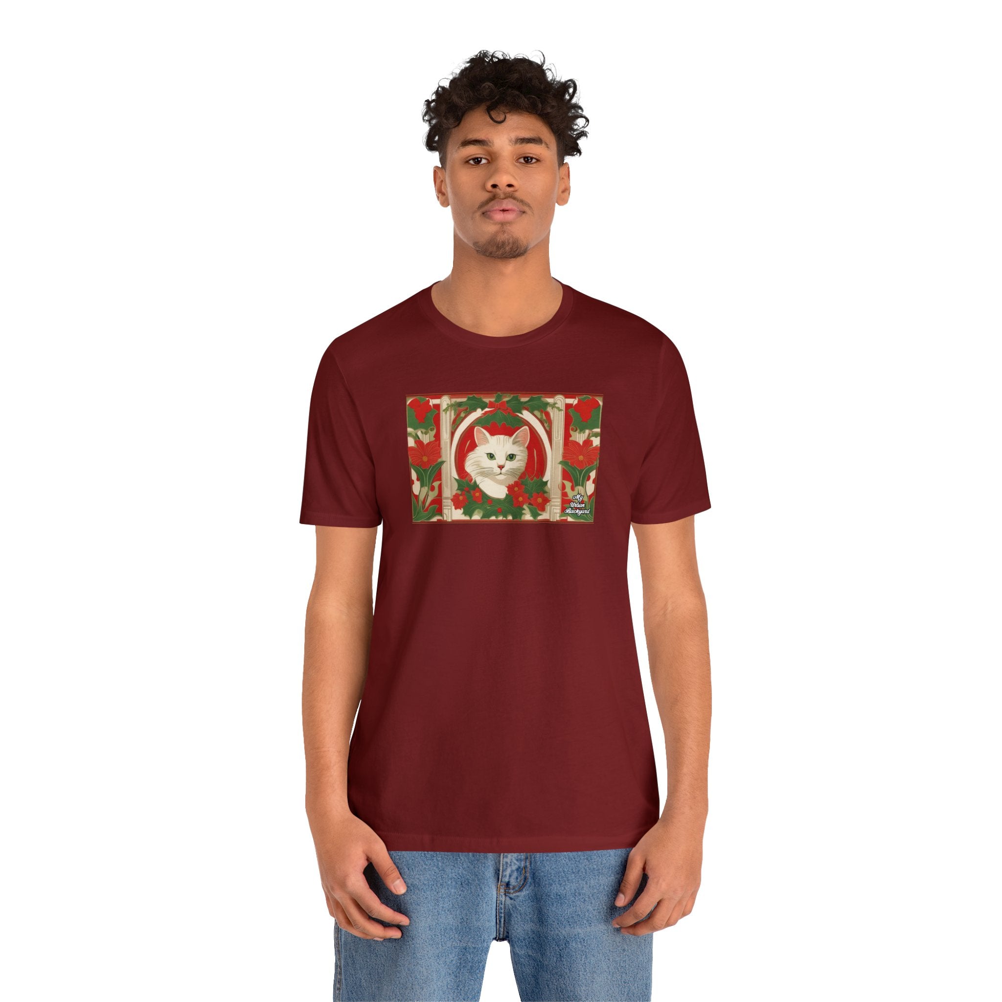 Soft T-Shirt, 100% Jersey Cotton, Unisex - Holiday Cat