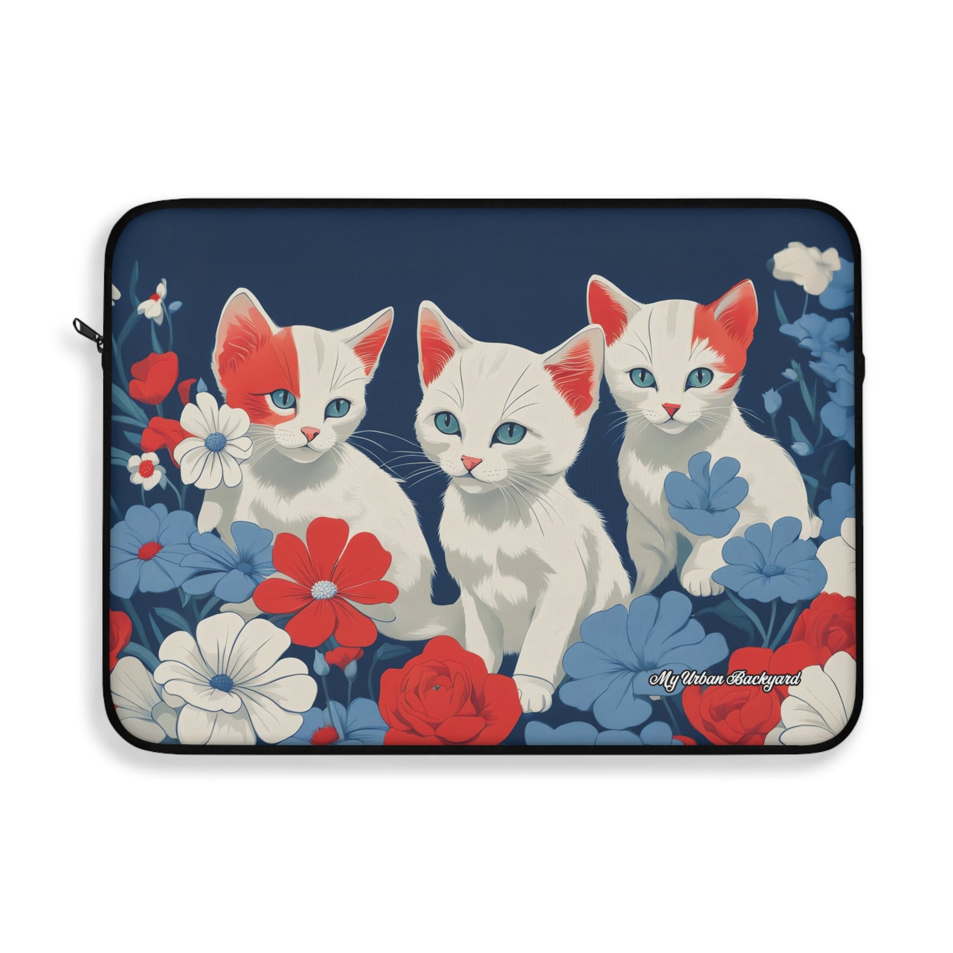Cute Floral Cat Laptop Sleeve, Perfect for Cat Lovers, Great Gift for Birthdays, Holidays, School, Home Office Decor