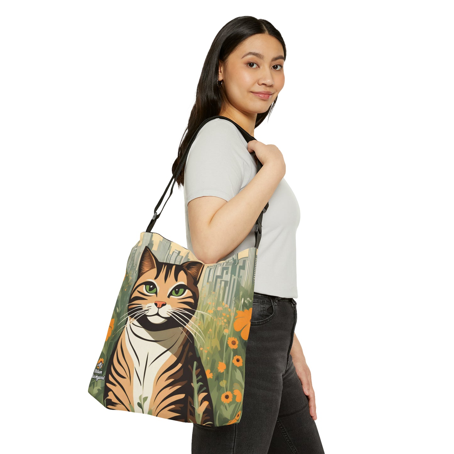 City Tabby, Tote Bag with Adjustable Strap - Trendy and Versatile