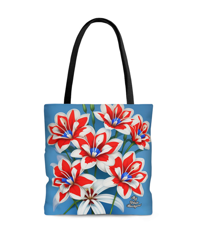 Bouquet of Red White and Blue Flowers, Tote Bag for Everyday Use - Durable and Functional