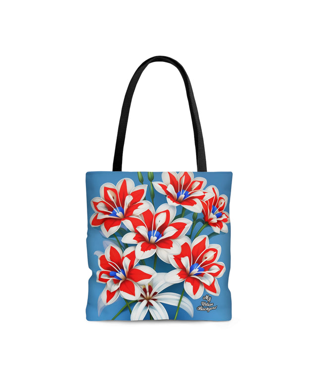 Bouquet of Red White and Blue Flowers, Tote Bag for Everyday Use - Durable and Functional