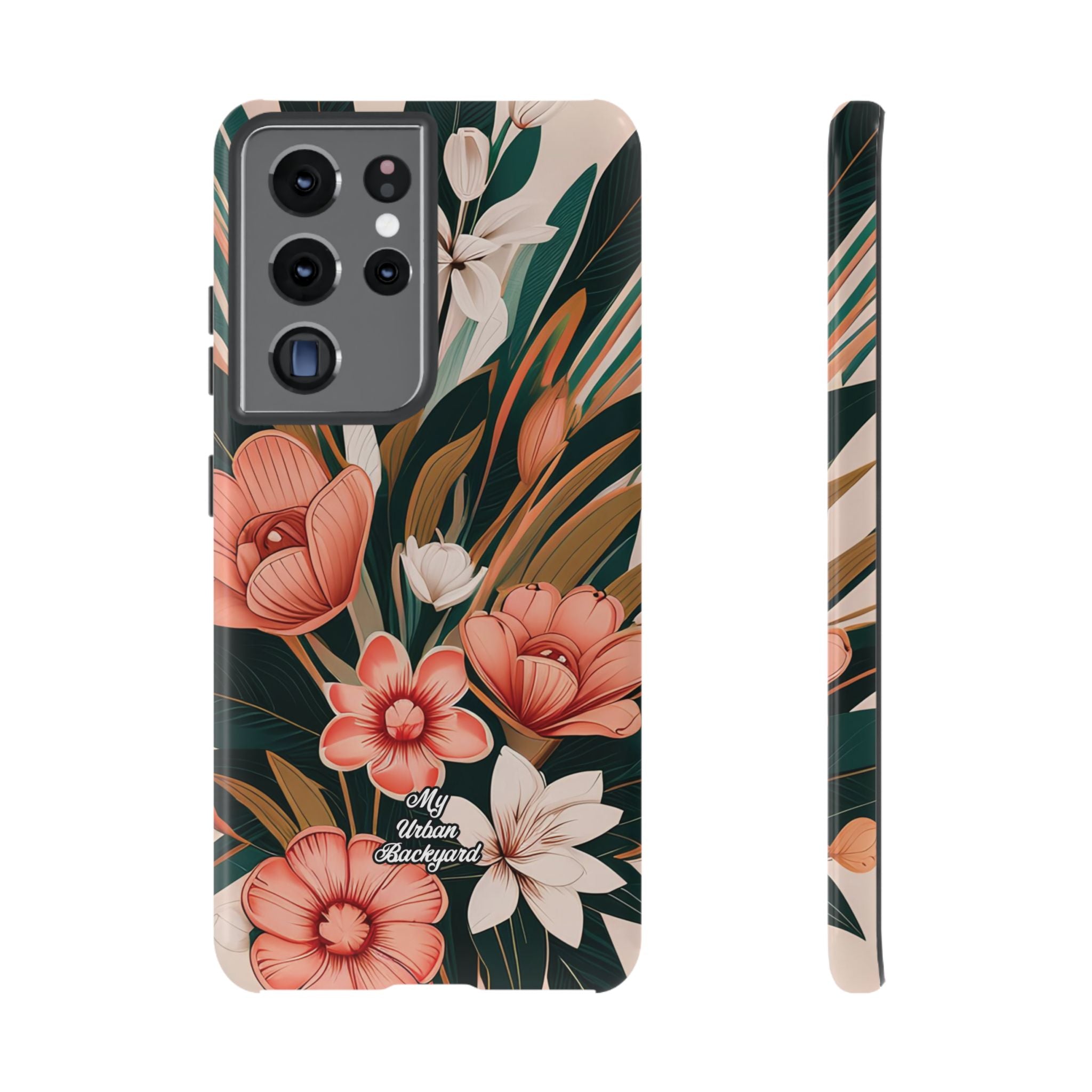 Peach Art Deco Flowers, Cell Phone Case
