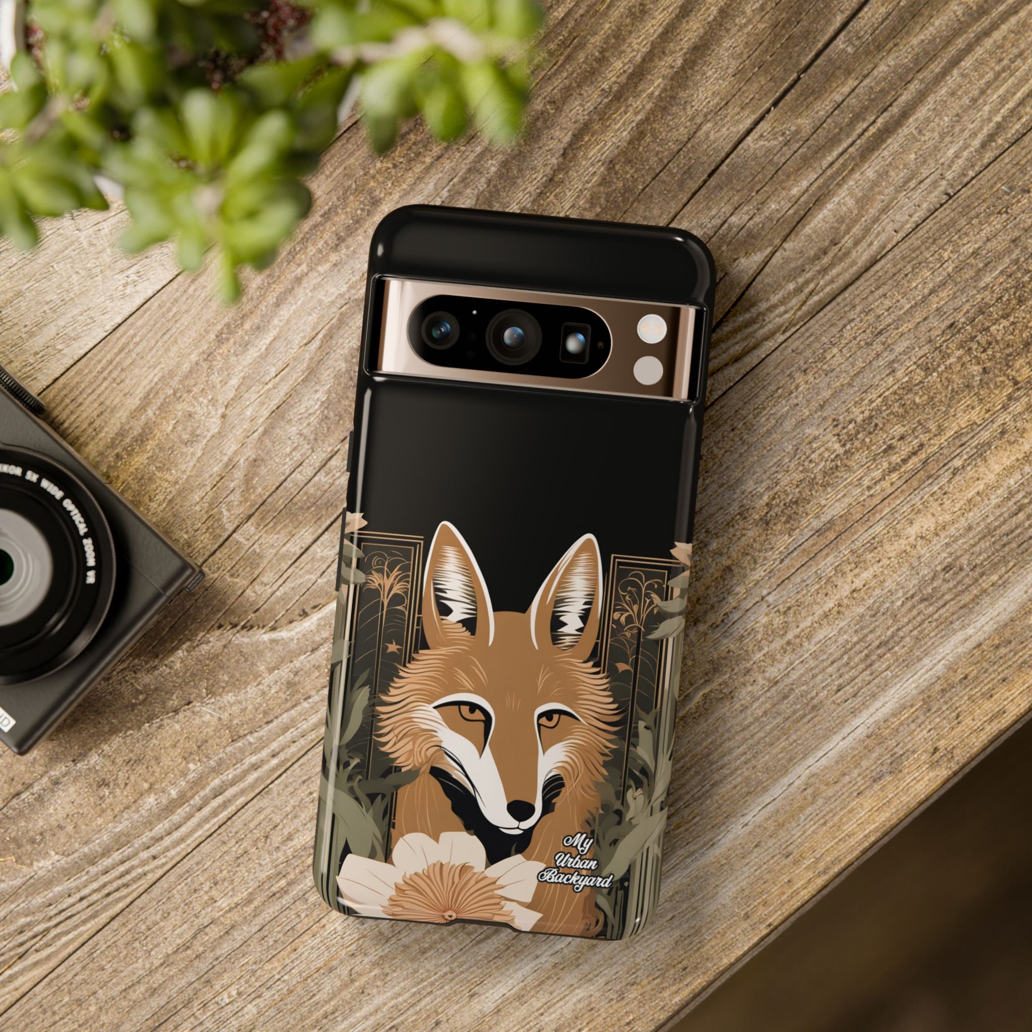 Art Deco Coyote with Flower, Cell Phone Case - Apple, Samsung, Google Pixel