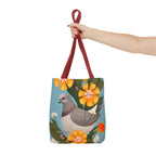 Pigeon and Yellow Flowers Tote Bag with Cotton Handles For Everyday Use, 3 Sizes